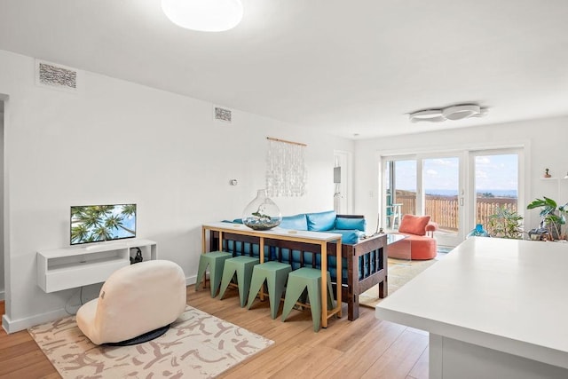 living room with light wood-type flooring