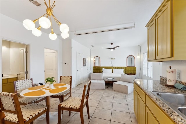 14334 Cruiser St Unit 101, Corpus Christi, TX 78418 - dining area with ceiling fan and light tile patterned flooring