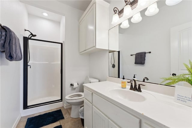 14334 Cruiser St Unit 101, Corpus Christi, TX 78418 - full bathroom featuring a shower stall, vanity, tile patterned flooring, and recessed lighting