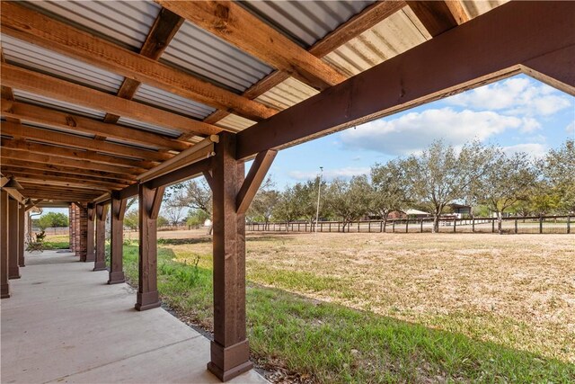 view of patio featuring fence