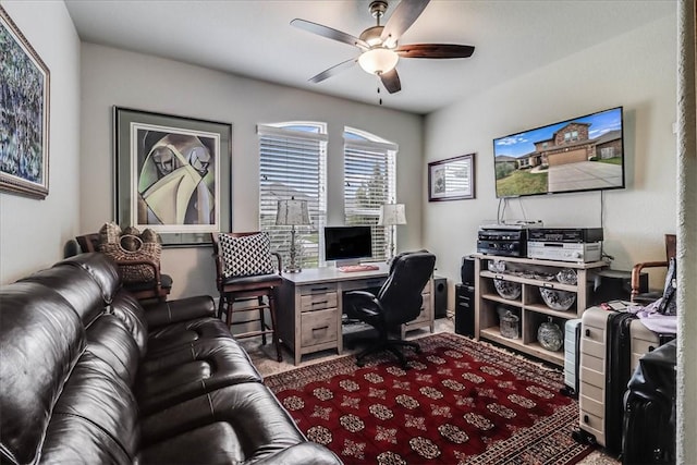 office featuring ceiling fan