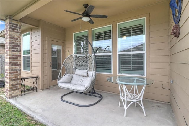 view of patio / terrace with ceiling fan