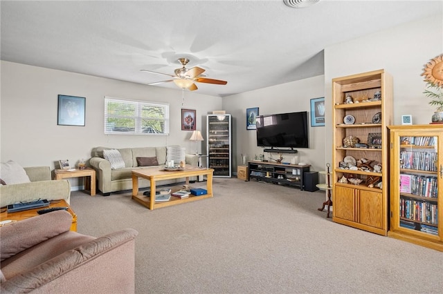 314 Inglewood, Ingleside, TX 78362 - carpeted living area featuring wine cooler and a ceiling fan