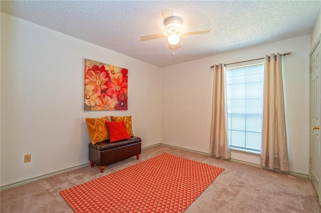 14613 Powell Dr, Corpus Christi, TX 78410 - living area with carpet flooring, a ceiling fan, and a textured ceiling