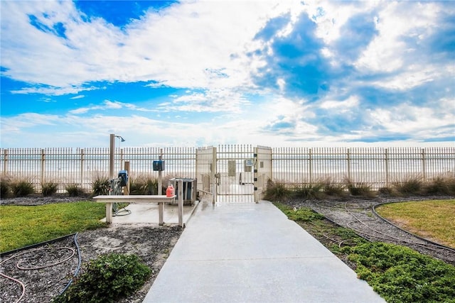 view of community featuring a water view