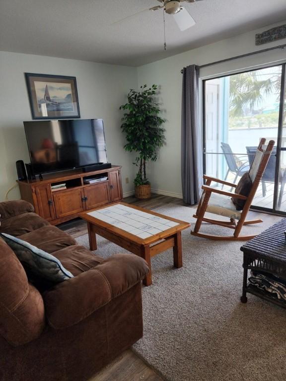 2292 N Fulton Beach Rd, Rockport, TX 78382 - living area with ceiling fan and light wood-style flooring