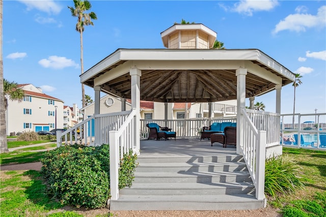 view of vehicle parking featuring a gazebo