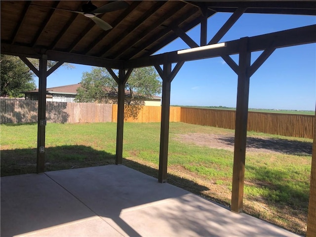 view of patio with ceiling fan