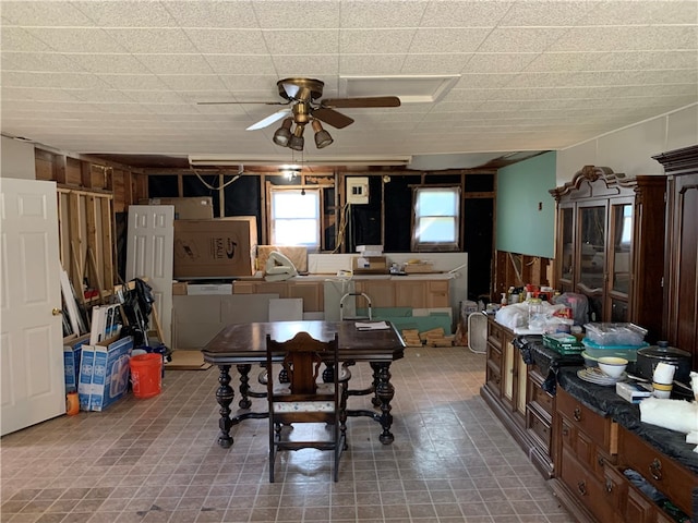 dining area featuring ceiling fan