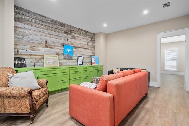 living room with light wood-type flooring