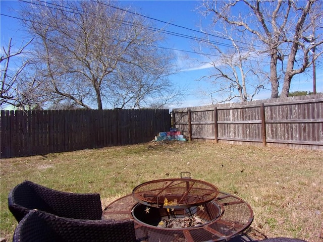 view of yard with a fenced backyard