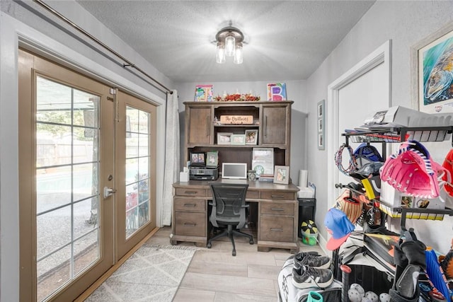 108 Lost Creek Dr, Portland, TX 78374 - office with french doors and a textured ceiling