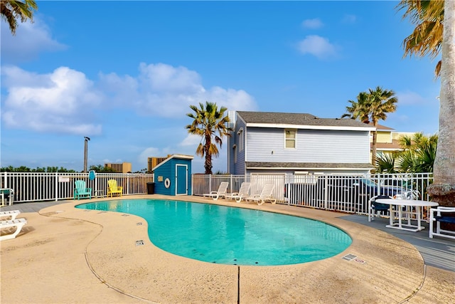 view of pool featuring a patio