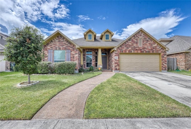 view of front of house featuring a garage and a front yard