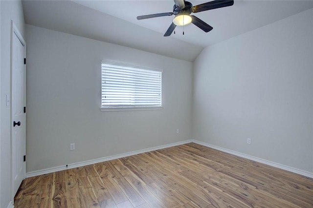 7505 Long S Dr, Corpus Christi, TX 78414 - spare room with light wood finished floors, baseboards, lofted ceiling, and a ceiling fan