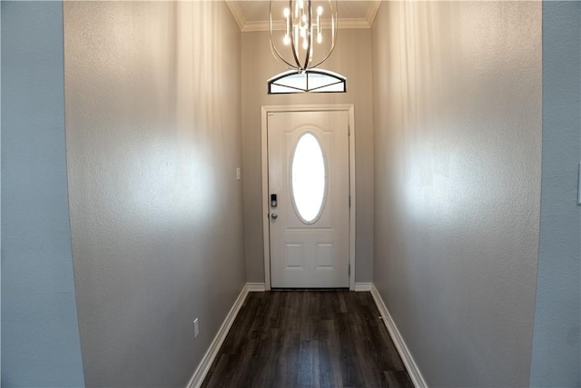 100 Lone Oak St, Portland, TX 78374 - entryway featuring a chandelier, crown molding, dark wood-type flooring, and baseboards