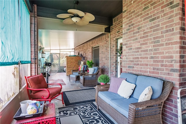 view of patio featuring outdoor lounge area and ceiling fan