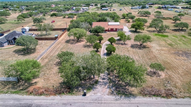 birds eye view of property featuring a rural view