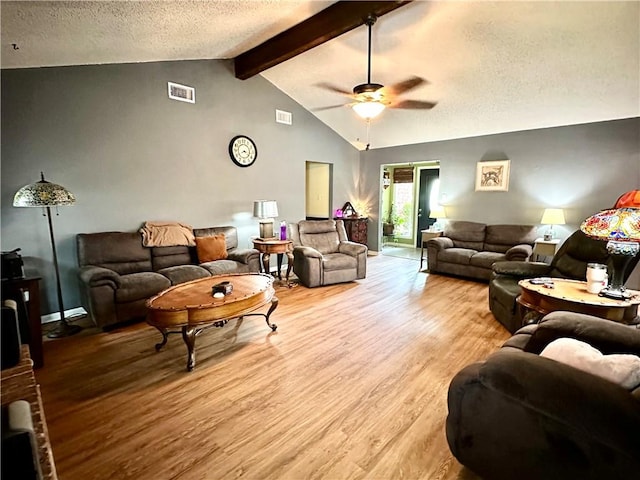 1510 Skyline Dr, Portland, TX 78374 - living area featuring wood finished floors, a textured ceiling, and a ceiling fan