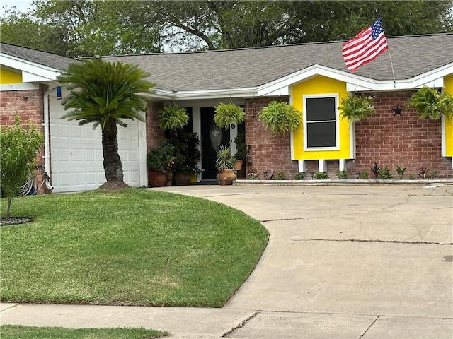 1510 Skyline Dr, Portland, TX 78374 - ranch-style house featuring brick siding, roof with shingles, and a front lawn