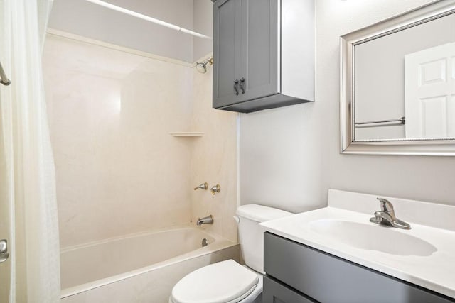 full bathroom featuring  shower combination, toilet, and vanity