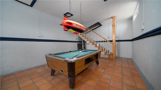 playroom featuring tile patterned flooring and pool table