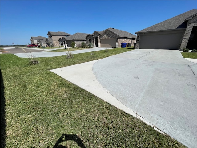 view of yard with a garage