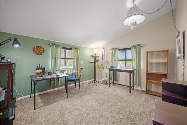 6845 Aswan Dr, Corpus Christi, TX 78412 - carpeted home office with lofted ceiling and plenty of natural light