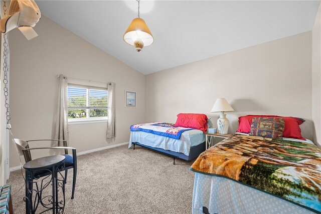 6845 Aswan Dr, Corpus Christi, TX 78412 - carpeted bedroom featuring lofted ceiling and baseboards