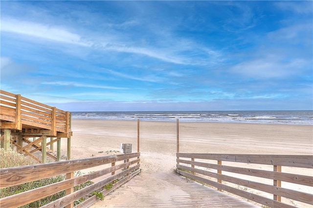 exterior space with a view of the beach and a water view