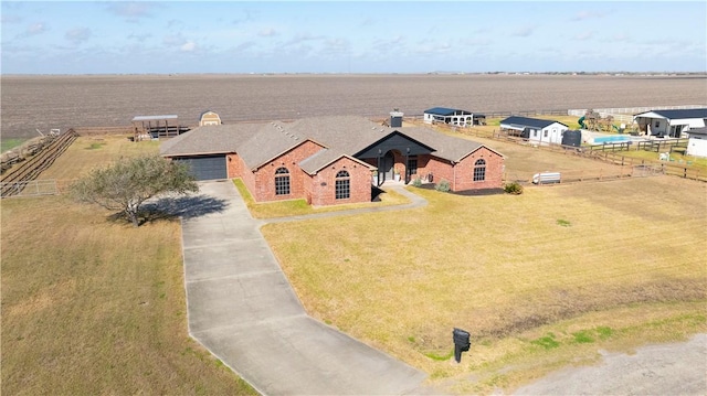 aerial view with a rural view