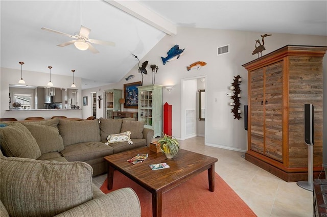 127 Sea Mist Dr, Aransas Pass, TX 78336 - living area with ceiling fan, light tile patterned floors, and baseboards