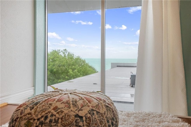 bedroom with a water view