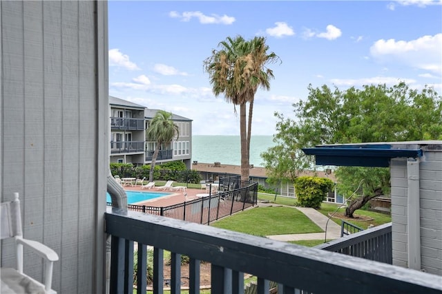 balcony with a water view