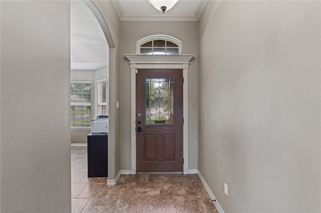 foyer entrance with ornamental molding