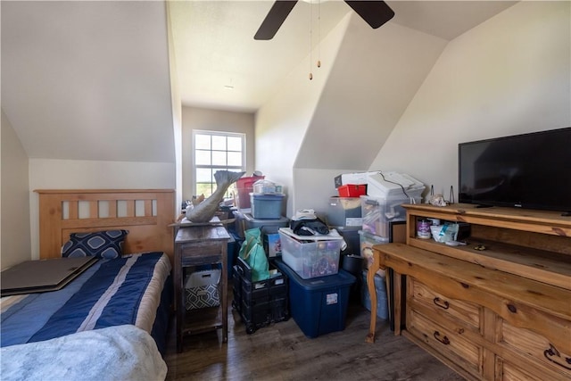 11766 Fm 70, Robstown, TX 78380 - bedroom with lofted ceiling, wood finished floors, and ceiling fan