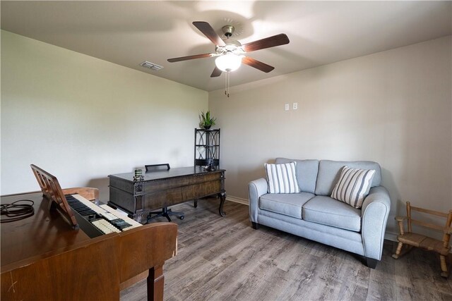 11766 Fm 70, Robstown, TX 78380 - office area featuring light wood finished floors and ceiling fan