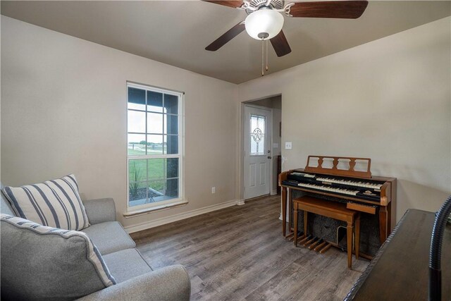 11766 Fm 70, Robstown, TX 78380 - living room featuring wood finished floors and ceiling fan
