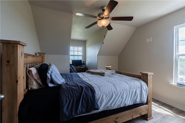 11766 Fm 70, Robstown, TX 78380 - bedroom with vaulted ceiling, multiple windows, and ceiling fan