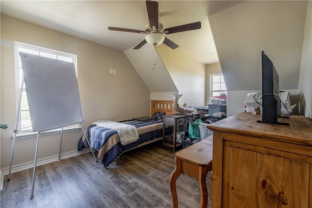 11766 Fm 70, Robstown, TX 78380 - bedroom with wood finished floors, lofted ceiling, and ceiling fan