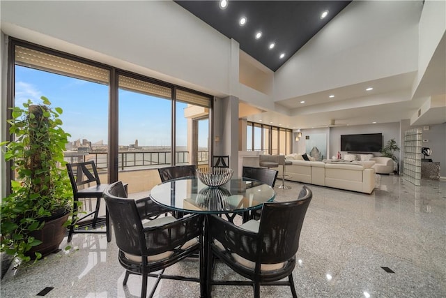1400 Ocean Dr Unit 1104A, Corpus Christi, TX 78404 - dining space with high vaulted ceiling