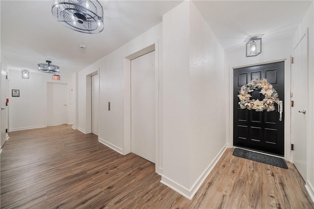 foyer featuring wood-type flooring