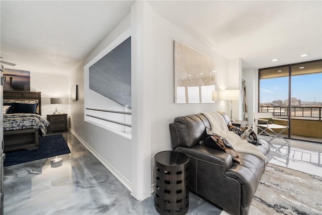 1400 Ocean Dr Unit 1104A, Corpus Christi, TX 78404 - bedroom featuring access to exterior and concrete flooring