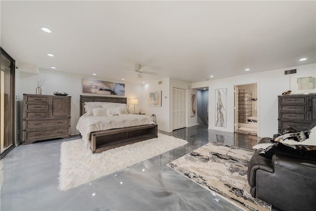 1400 Ocean Dr Unit 1104A, Corpus Christi, TX 78404 - bedroom featuring recessed lighting, ensuite bathroom, and a closet