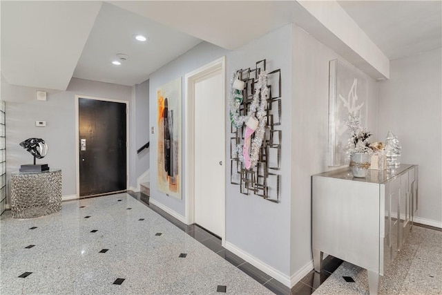 1400 Ocean Dr Unit 1104A, Corpus Christi, TX 78404 - corridor featuring granite tiled floors and recessed lighting