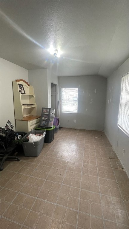 interior space featuring lofted ceiling