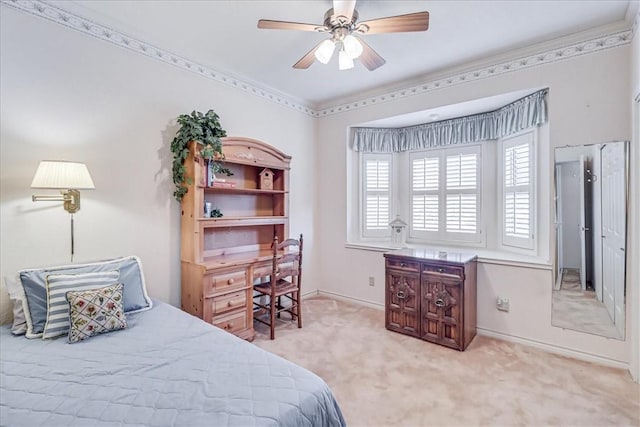 4217 Spring Creek Dr, Corpus Christi, TX 78410 - bedroom with baseboards, light colored carpet, multiple windows, and ceiling fan