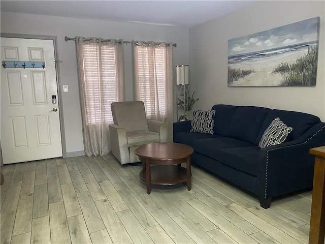 living room with light wood-type flooring