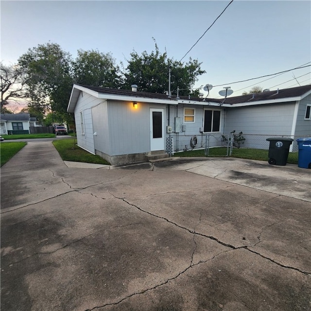 view of single story home