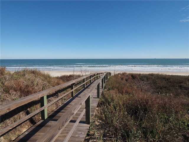 view of water feature with a beach view